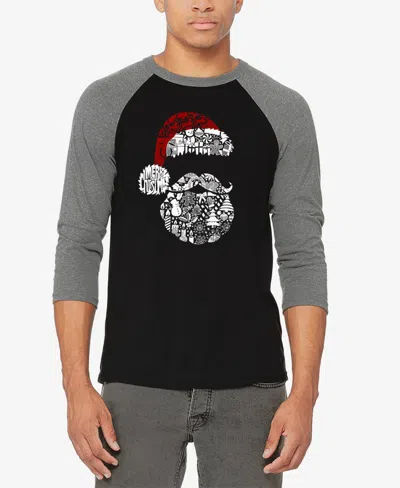 La Pop Art Men's Santa Pics Raglan Baseball Word Art T-shirt