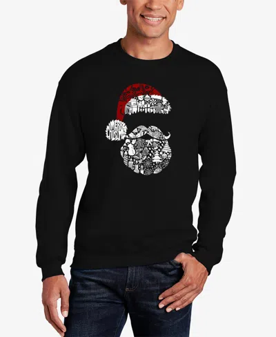La Pop Art Men's Santa Pics Word Art Crewneck Sweatshirt