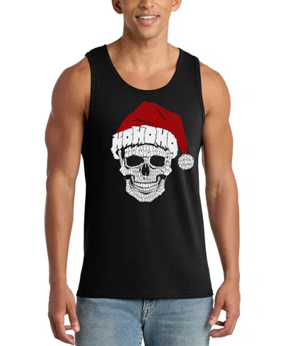 La Pop Art Men's Santa Skull Design Tank Top In Black