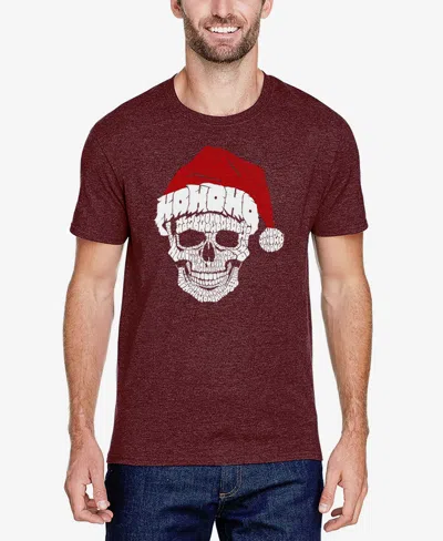 La Pop Art Men's Santa Skull Premium Blend Word Art T-shirt In Burgundy