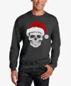 La Pop Art Men's Santa Skull Word Art Crewneck Sweatshirt In Dark Grey