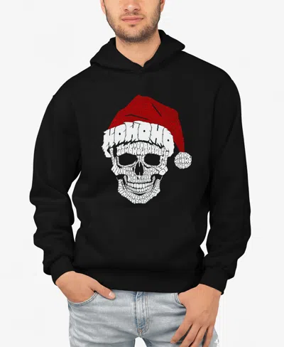 LA POP ART MEN'S SANTA SKULL WORD ART HOODED SWEATSHIRT