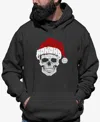 La Pop Art Men's Santa Skull Word Art Hooded Sweatshirt In Dark Grey