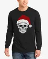 La Pop Art Men's Santa Skull Word Art Crewneck Sweatshirt In Black