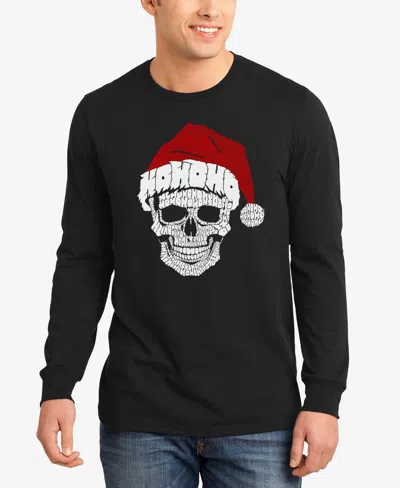 La Pop Art Men's Santa Skull Word Art Long Sleeve T-shirt In Black