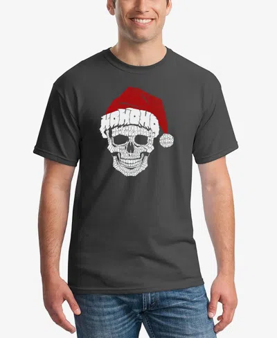 La Pop Art Men's Santa Skull Word Art T-shirt In Dark Grey