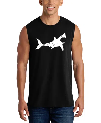 La Pop Art Men's Shark Graphic Tank Top In Black