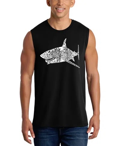 La Pop Art Men's Shark Word Art Tank Top In Black