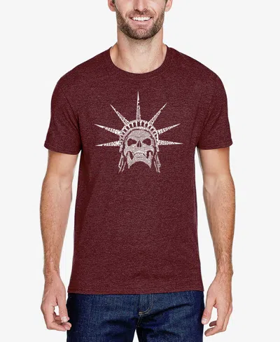 La Pop Art Men's Short Sleeves Premium Blend Word Art T-shirt In Burgundy