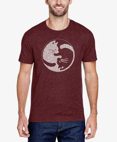 La Pop Art Men's Short Sleeves Premium Blend Word Art T-shirt In Burgundy