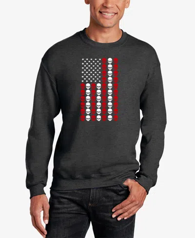 La Pop Art Men's Skull Flag Word Art Crewneck Sweatshirt