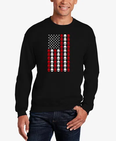 La Pop Art Men's Skull Flag Word Art Crewneck Sweatshirt