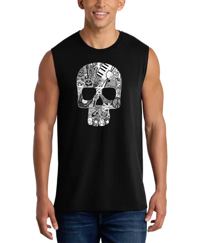 La Pop Art Men's Skull Typography Word Art Graphic Tank Top In Black