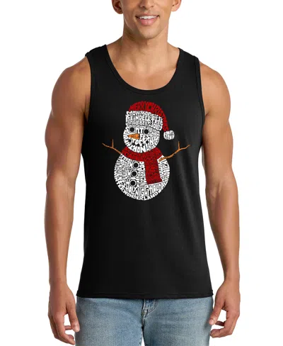 La Pop Art Men's Snowman Christmas Word Art Tank Top In Black