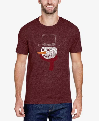 La Pop Art Men's Snowman Face Premium Blend Word Art T-shirt In Burgundy