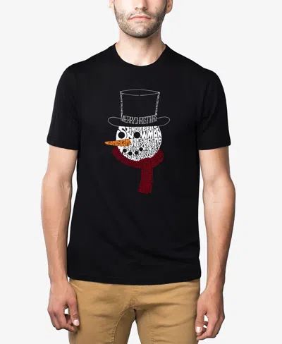 La Pop Art Men's Snowman Face Premium Blend Word Art T-shirt In Black
