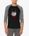 La Pop Art Men's Snowman Face Raglan Baseball Word Art T-shirt