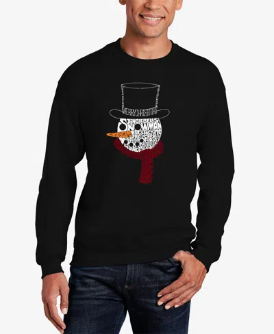 La Pop Art Men's Snowman Face Word Art Crewneck Sweatshirt