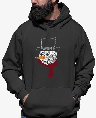 La Pop Art Men's Snowman Face Word Art Hooded Sweatshirt