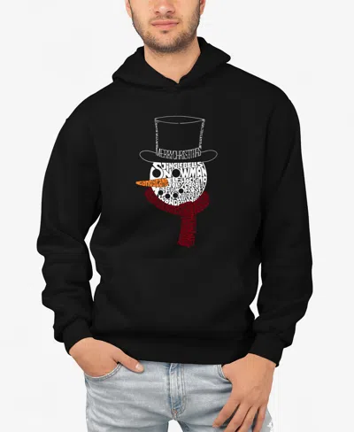 La Pop Art Men's Snowman Face Word Art Hooded Sweatshirt