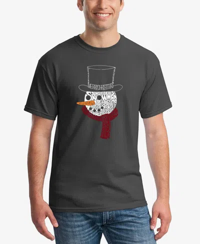 La Pop Art Men's Snowman Face Word Art T-shirt
