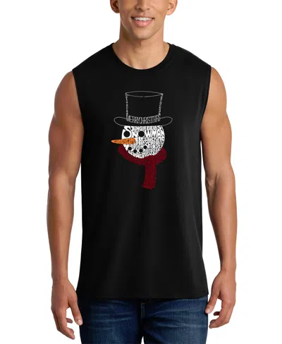 La Pop Art Men's Snowman Top Hat Winter Word Art Graphic Tank Top In Black