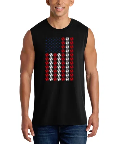 La Pop Art Men's Soccer Ball American Flag Typography Graphic Tank Top In Black