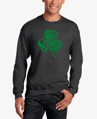 La Pop Art Men's St. Patrick's Day Shamrock Word Art Crewneck Sweatshirt In Dark Gray