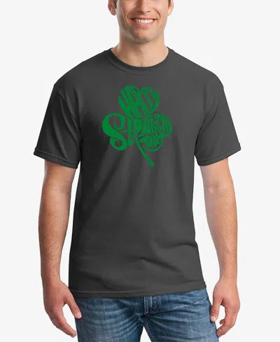 La Pop Art Men's St. Patrick's Day Shamrock Word Art Graphic T-shirt In Dark Gray