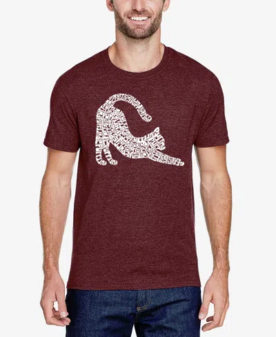 La Pop Art Men's Stretching Cat Premium Blend Word Art T-shirt In Burgundy