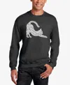 La Pop Art Men's Stretching Cat Word Art Crewneck Sweatshirt In Dark Grey