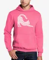 La Pop Art Men's Stretching Cat Word Art Hooded Sweatshirt In Pink