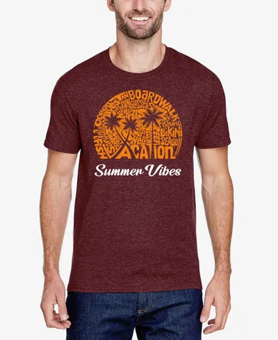 La Pop Art Men's Summer Vibes Premium Blend Word Art T-shirt In Burgundy