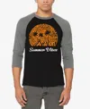 La Pop Art Men's Summer Vibes Raglan Baseball Word Art T-shirt In Grey,black