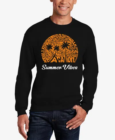 La Pop Art Men's Summer Vibes Word Art Crewneck Sweatshirt In Black