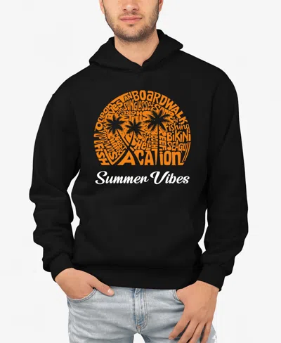 La Pop Art Men's Summer Vibes Word Art Hooded Sweatshirt In Black