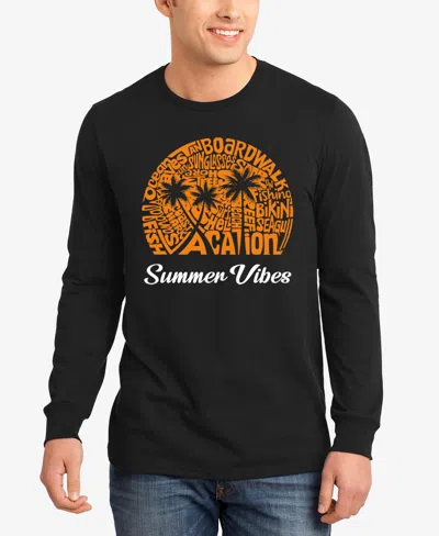 La Pop Art Men's Summer Vibes Word Art Long Sleeve T-shirt In Black