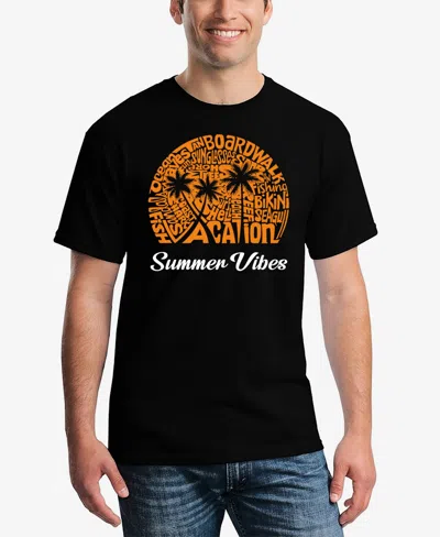 La Pop Art Men's Summer Vibes Word Art T-shirt In Black