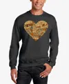 La Pop Art Men's Thanksgiving Heart Word Art Crewneck Sweatshirt In Dark Grey