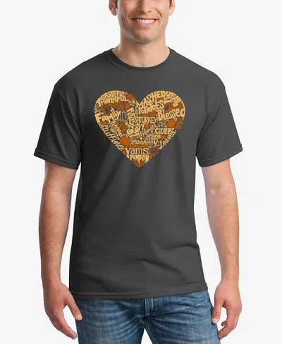 La Pop Art Men's Thanksgiving Heart Word Art T-shirt In Dark Grey