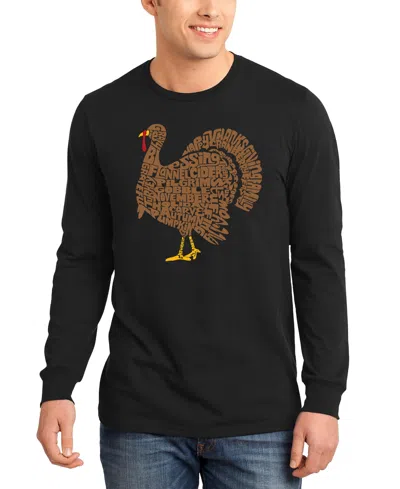 La Pop Art Men's Thanksgiving Turkey Word Art Long-sleeve T-shirt In Black