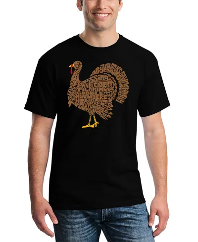 La Pop Art Men's Thanksgiving Turkey Word Art T-shirt In Black