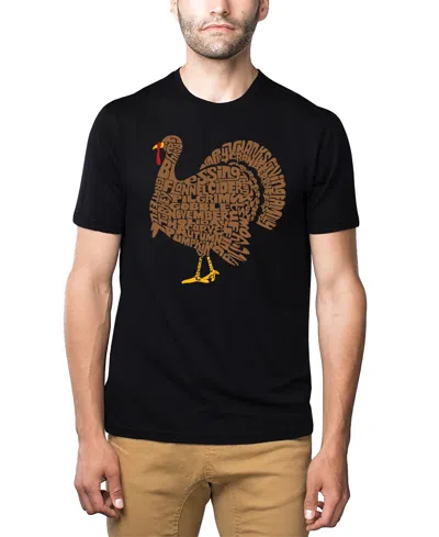 La Pop Art Men's Thanksgiving Turkey Word Art T-shirt In Black