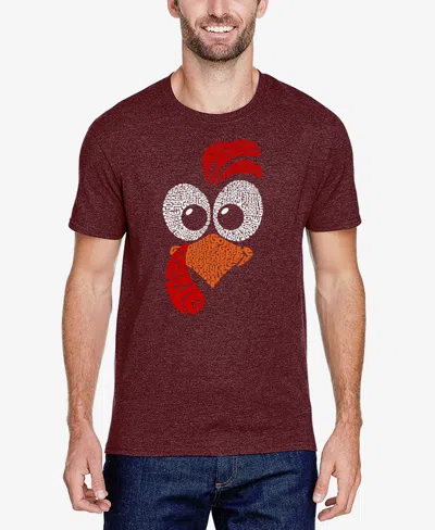 La Pop Art Men's Turkey Face Premium Blend Word Art T-shirt In Burgundy