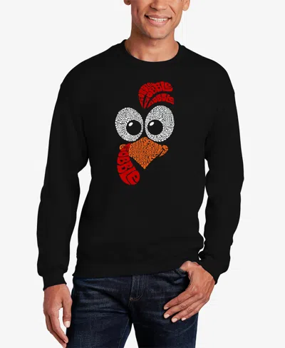 La Pop Art Men's Turkey Face Word Art Crewneck Sweatshirt In Black
