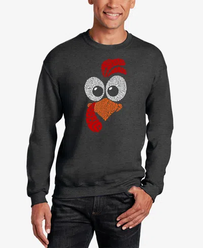 La Pop Art Men's Turkey Face Word Art Crewneck Sweatshirt In Dark Grey