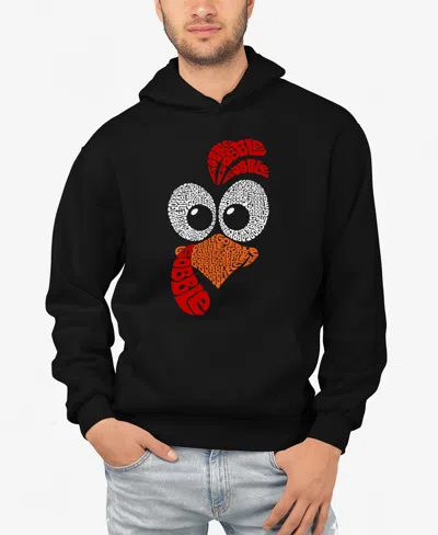 La Pop Art Men's Turkey Face Word Art Hooded Sweatshirt In Black