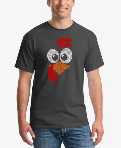 La Pop Art Men's Turkey Face Word Art T-shirt In Dark Grey
