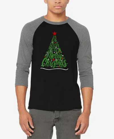 La Pop Art Men's We Wish You A Merry Christmas Raglan Baseball Word Art T-shirt