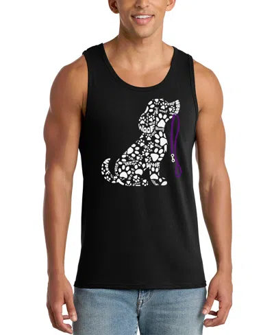La Pop Art Men's Woof And Paw Print Tank Top In Black